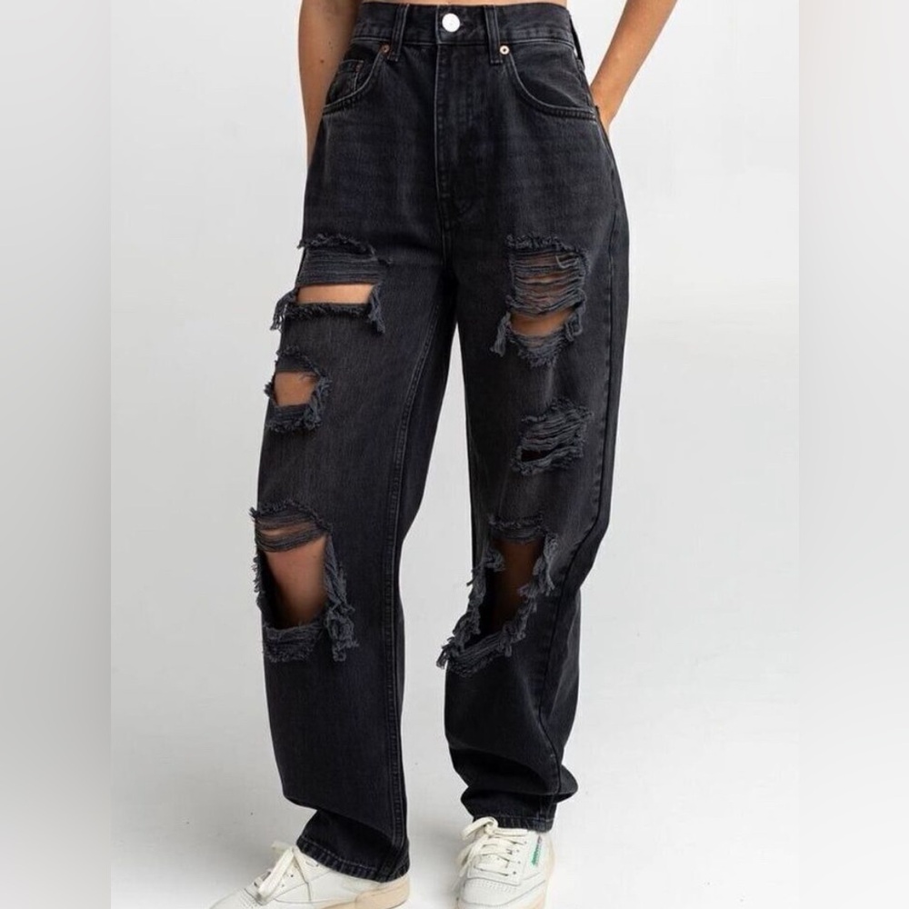 BDG | Urban Outfitters High Rise Baggy Black Distressed Jeans Size 28
